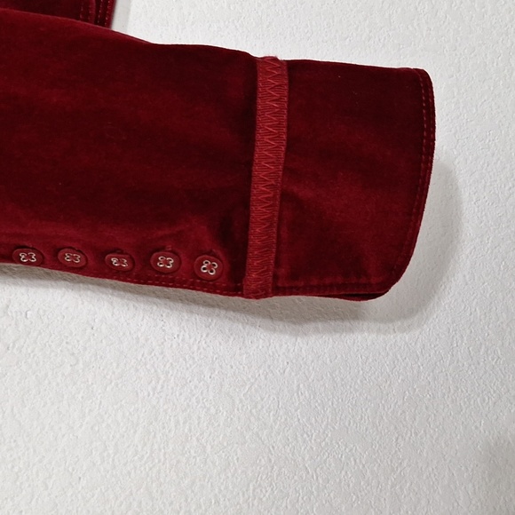 White House Black Market Red Burgundy Romantic Velvet Jacket Approx. Size S - Picture 4 of 14